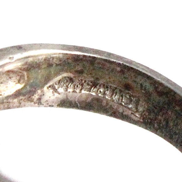 Vintage Badavici Marquise Emerald Green Glass Sterling Silver Ring Size 6 - Picture 6 of 6